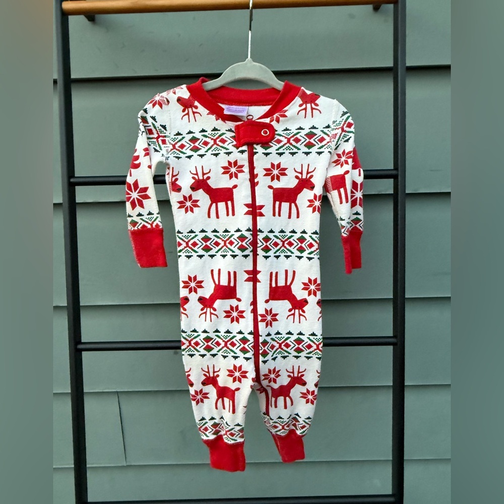 Hanna Andersson Festive Red and Cream Onesie